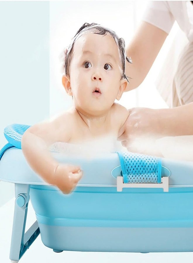 IBLUELOVER Baby Bath Seat Support Net Infant Bathing Support Mat Newborn Bath Tub Seat Cushion Pad with Five Safety Support Corner Adjustable Mesh Bathtub Sling Non Slip Shower Pad for 0-18 Months (Blue) - Image 3